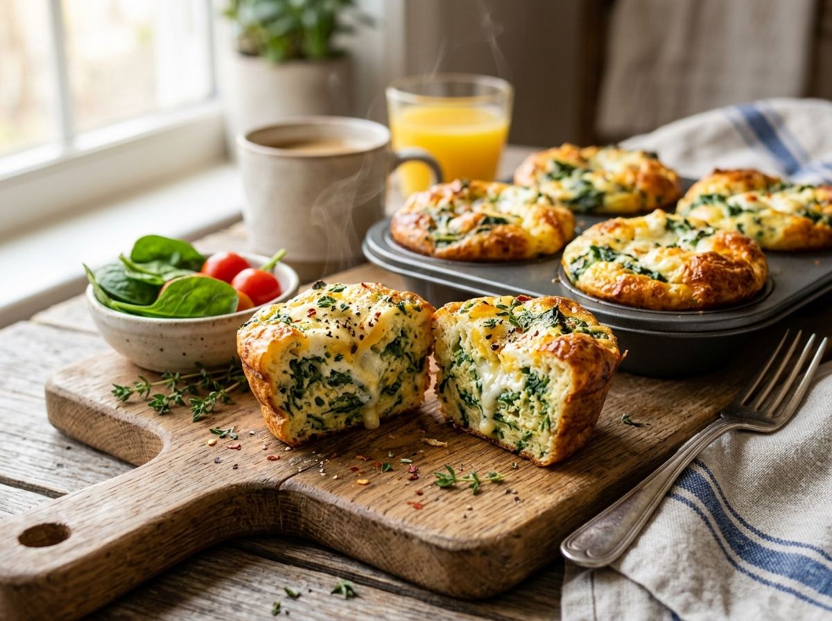 Muffins Salgados de Ovos, Espinafre e Ricota